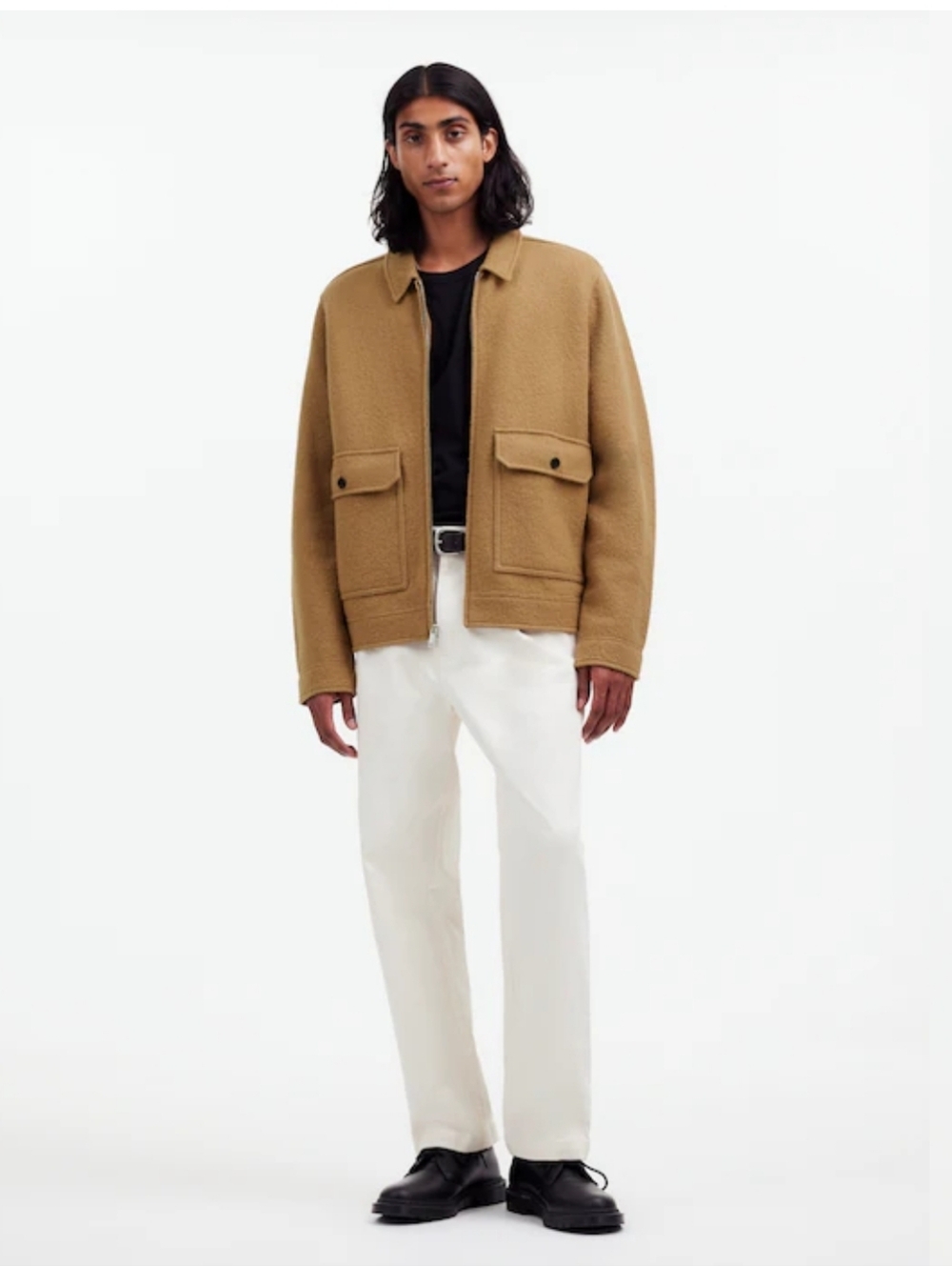 NWT Madewell Men's Boiled Wool Zip-Front Jacket Faded Birch XS